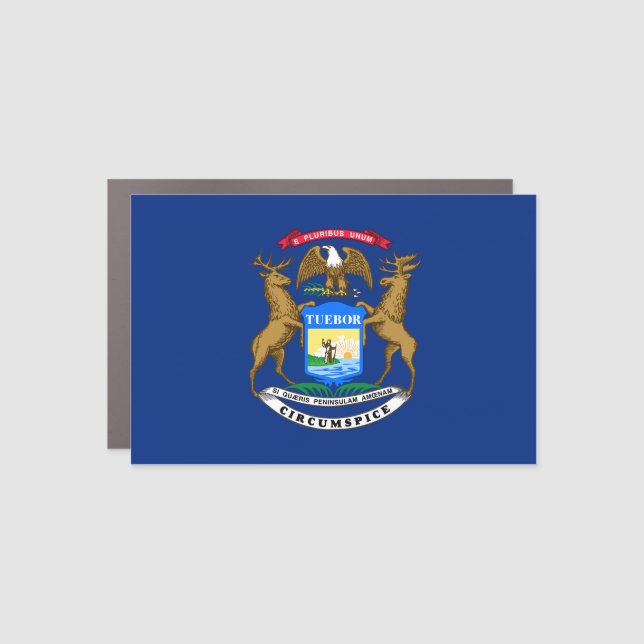 Michigan State Flag Car Magnet (Front)