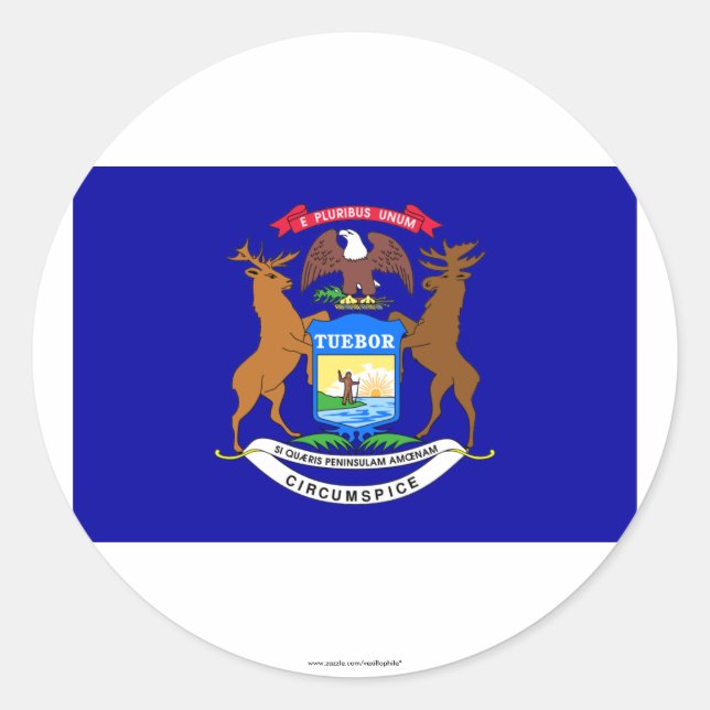 Michigan State Flag Classic Round Sticker (Front)