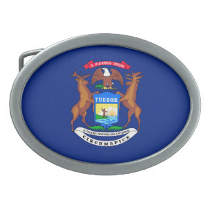 Michigan State Flag Design Belt Buckle