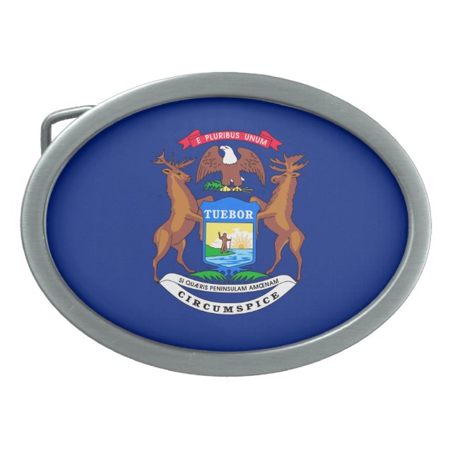 Michigan State Flag Design Belt Buckle (Front)