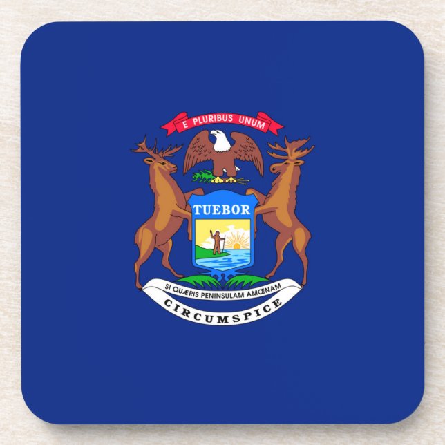 Michigan State Flag Design Beverage Coaster (Front)