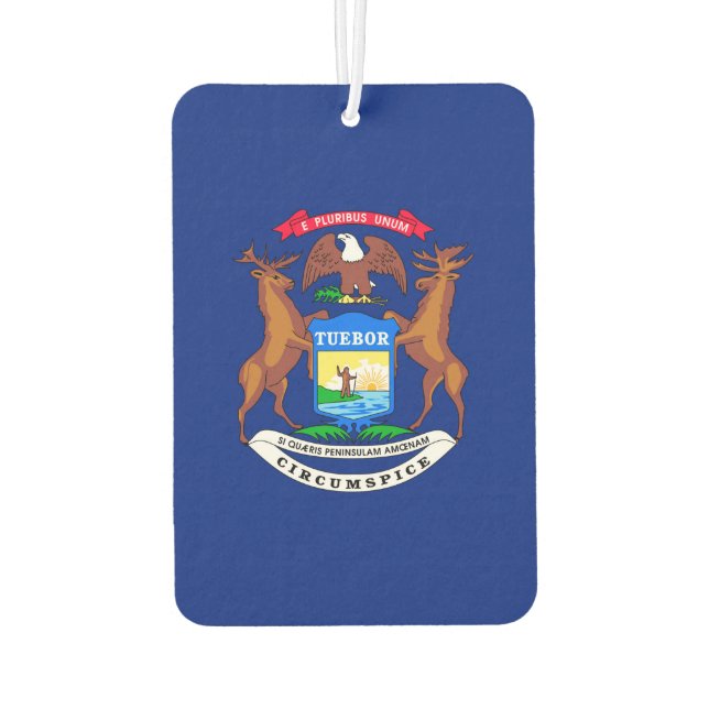 Michigan State Flag Design Car Air Freshener (Back)