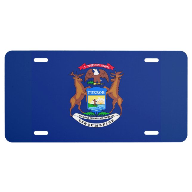 Michigan State Flag Design Decor License Plate (Front)
