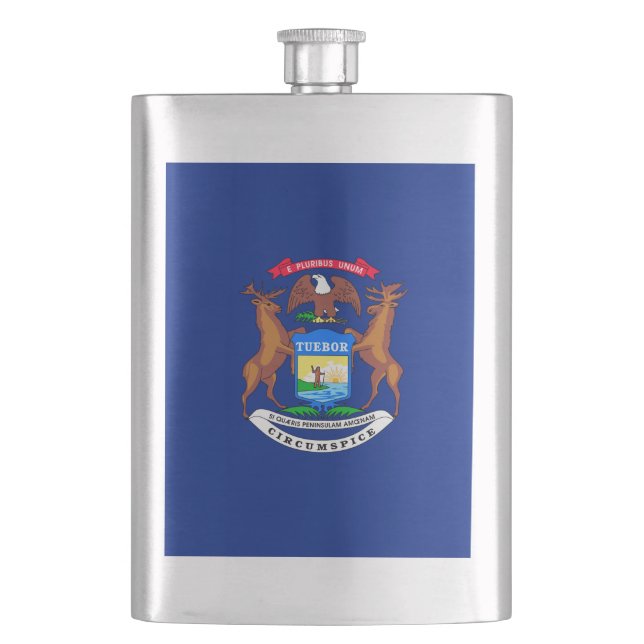 Michigan State Flag Design Hip Flask (Front)