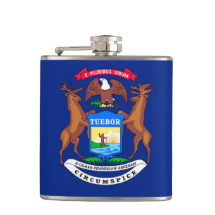 Michigan State Flag Design Hip Flask