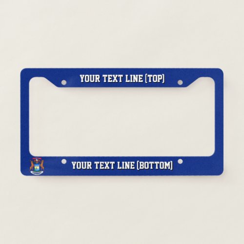 Michigan State Flag Design on a Personalized License Plate Frame