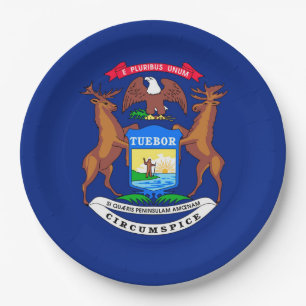 Michigan State Flag Design Paper Plates
