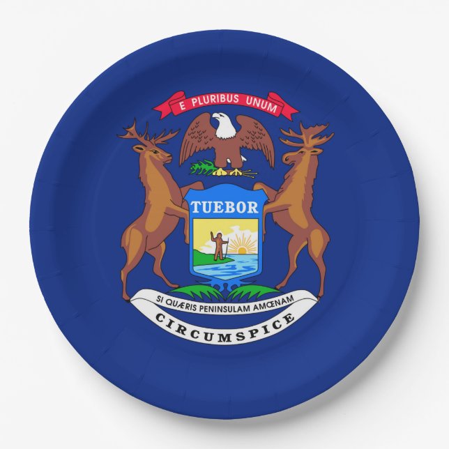 Michigan State Flag Design Paper Plates (Front)