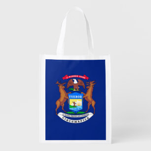 Michigan State Flag Design Reusable Grocery Bag