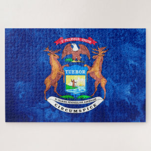 Michigan State Flag Grunge Jigsaw Puzzle
