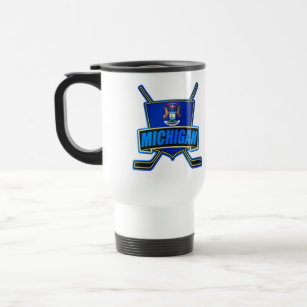 Michigan State Flag Hockey Logo Travel Mug