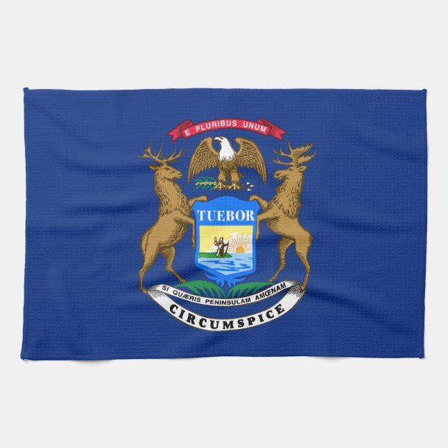 Michigan State Flag Kitchen Towel (Horizontal)