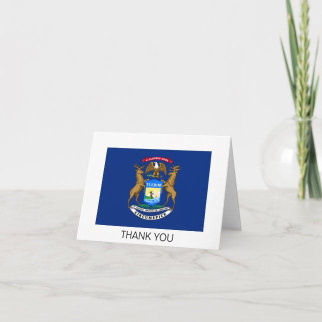 Michigan State Flag Letterpress Thank You Card (Front)