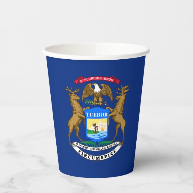 Michigan State Flag Paper Cups (Left)