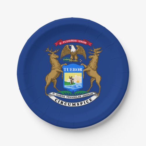 Michigan State Flag Paper Plates