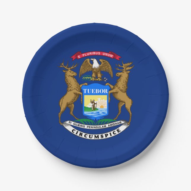 Michigan State Flag Paper Plates (Front)