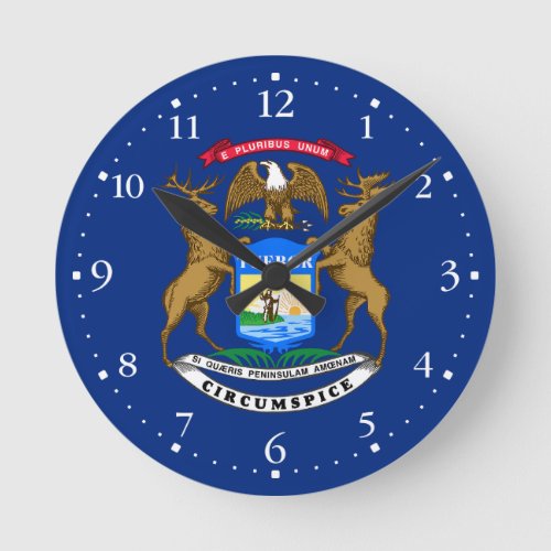 Michigan State Flag Round Clock