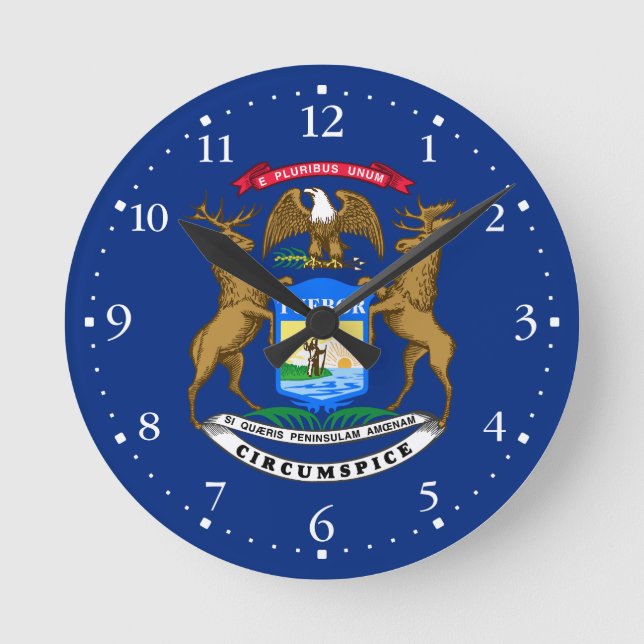 Michigan State Flag Round Clock (Front)
