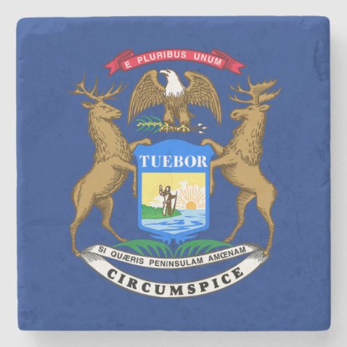 Michigan State Flag Stone Coaster