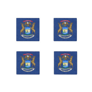 Michigan State Flag Stone Magnet
