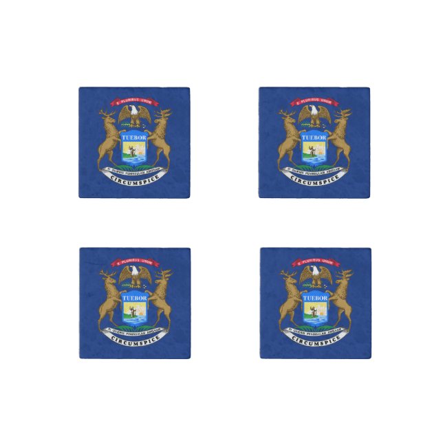 Michigan State Flag Stone Magnet (Front)