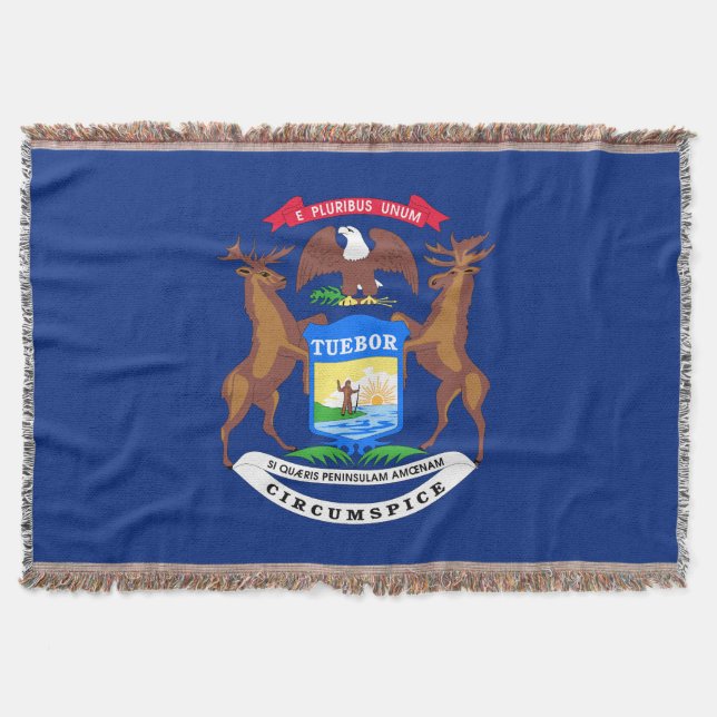 Michigan State Flag Throw Blanket (Front)
