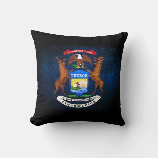 Michigan state flag throw pillow (Front)