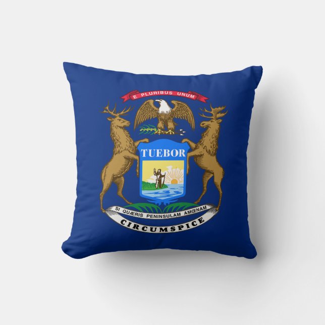 Michigan State Flag Throw Pillow (Front)