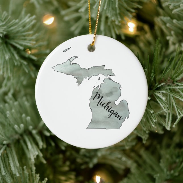 Michigan State Illustration Ceramic Ornament (Tree)