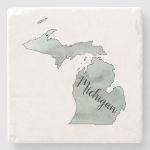Michigan State Illustration Stone Coaster