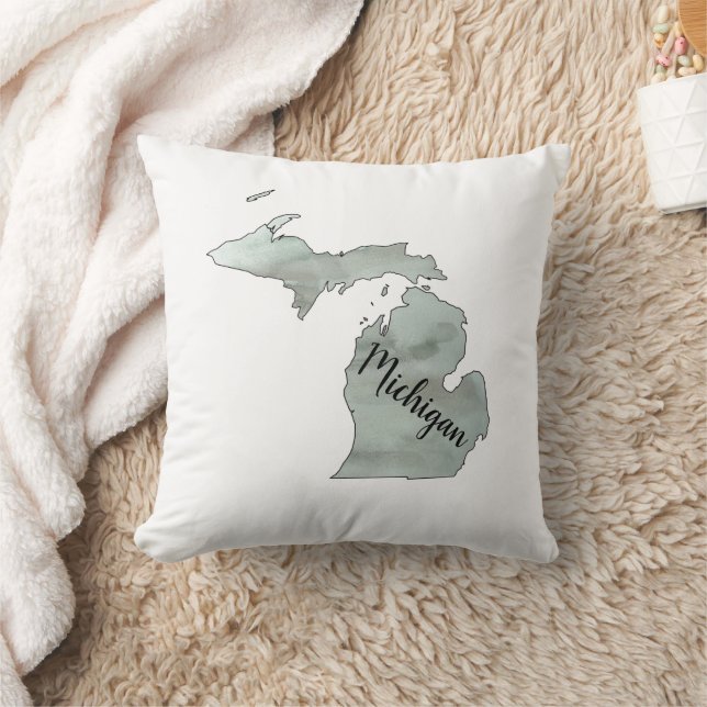 Michigan State Illustration  Throw Pillow (Blanket)