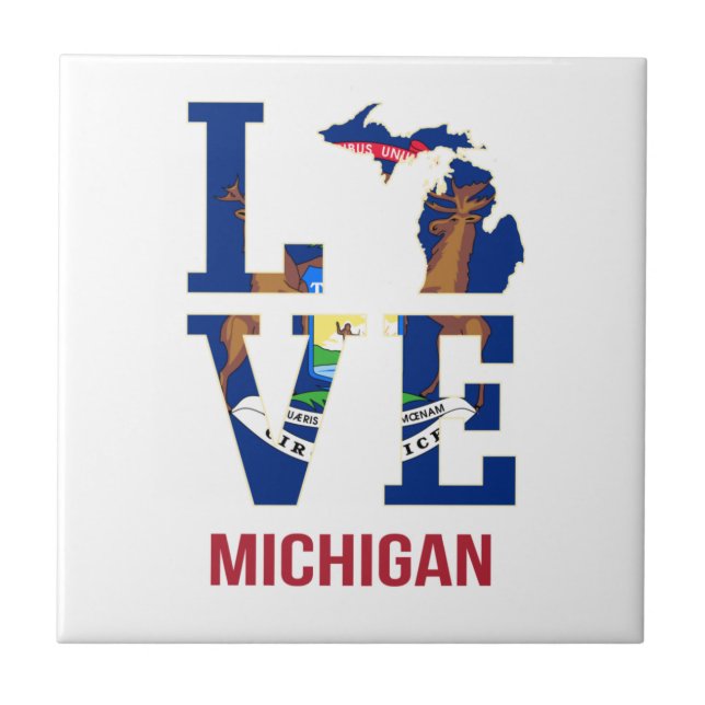 Michigan state love ceramic tile (Front)