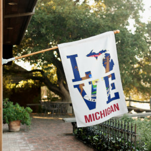 Michigan state love house flag