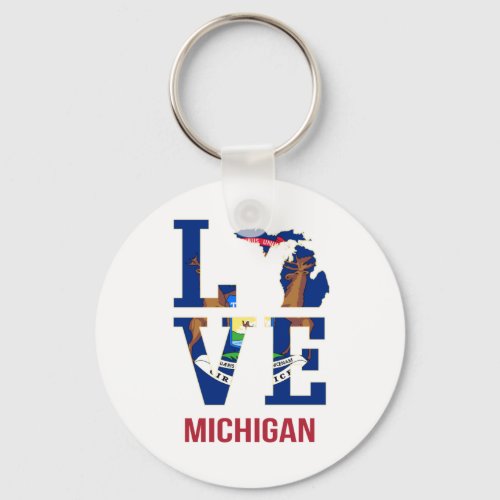 Michigan state love keychain