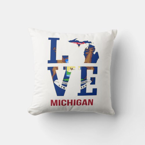 Michigan state love throw pillow