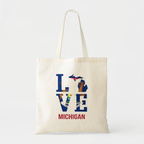 Michigan state love tote bag