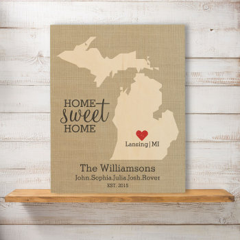 Michigan State Map Custom Family Name Established Wood Wall Decor by colorfulgalshop at Zazzle