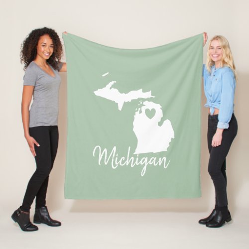 Michigan state map love home fleece blanket