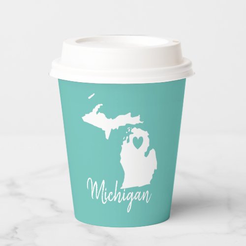 Michigan state map love home party paper cups
