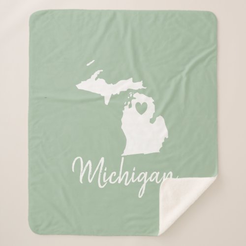 Michigan state map love home  sherpa blanket