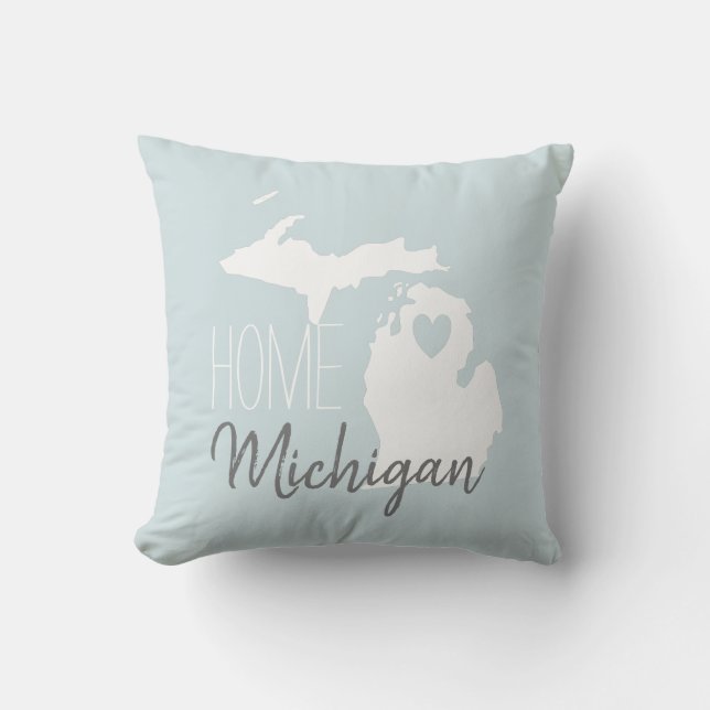 Michigan state map love home throw pillow (Front)