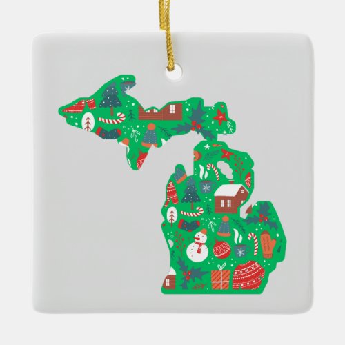 Michigan state map outline ornament 
