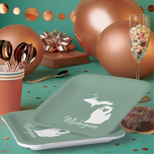 Michigan State Map    Paper Plates (Multi)