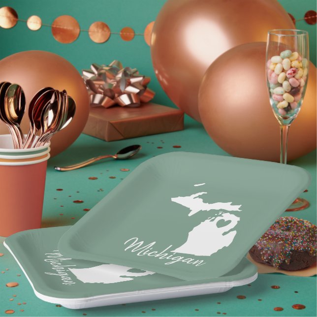 Michigan State Map    Paper Plates (Multi)