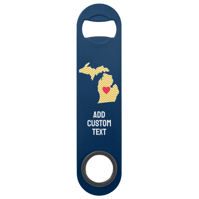 Michigan State Map with Custom Love Heart and Name Bar Key (Front)