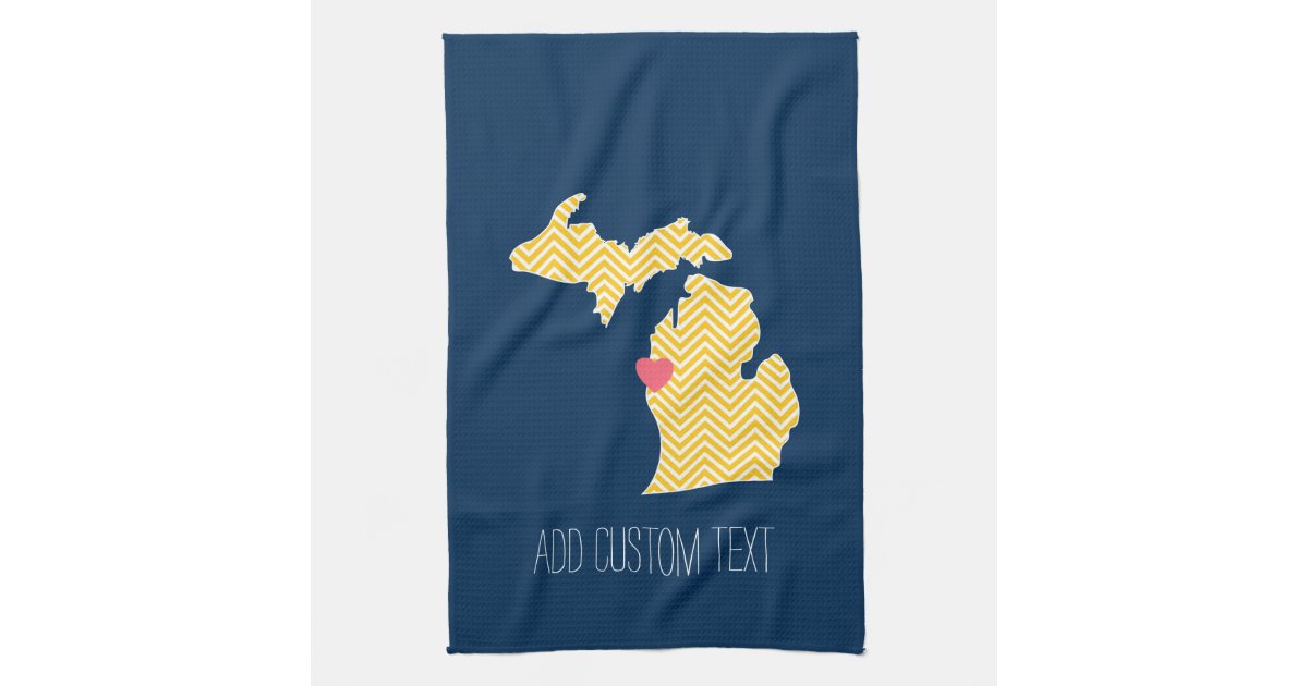 Michigan State Map With Custom Love Heart And Name Hand Towel Zazzle Com