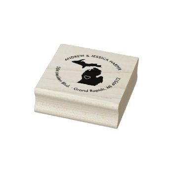 Michigan State Moving Announcement Address Stamp by BanterandCharm at Zazzle