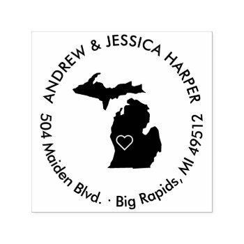 Michigan State Moving Announcement Stamp by BanterandCharm at Zazzle