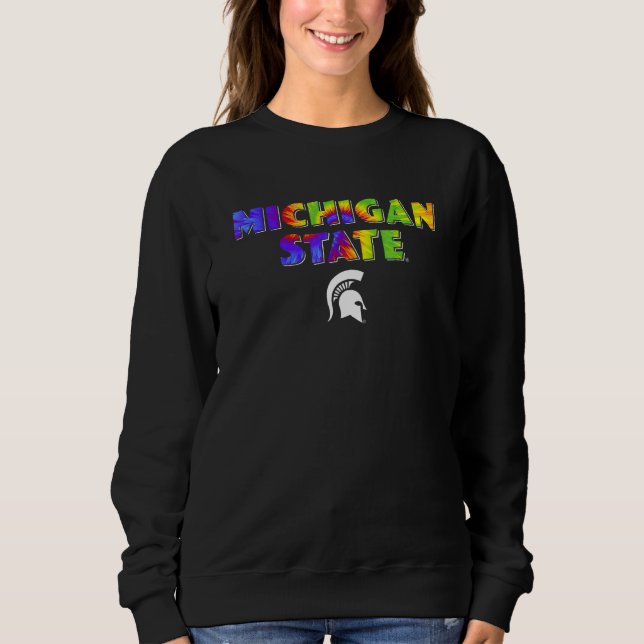 Michigan State MSU Spartans Pride Rainbow Tie Dye Sweatshirt (Front)