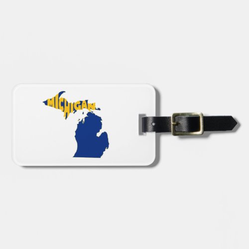 Michigan State Name Word Art Yellow Luggage Tag